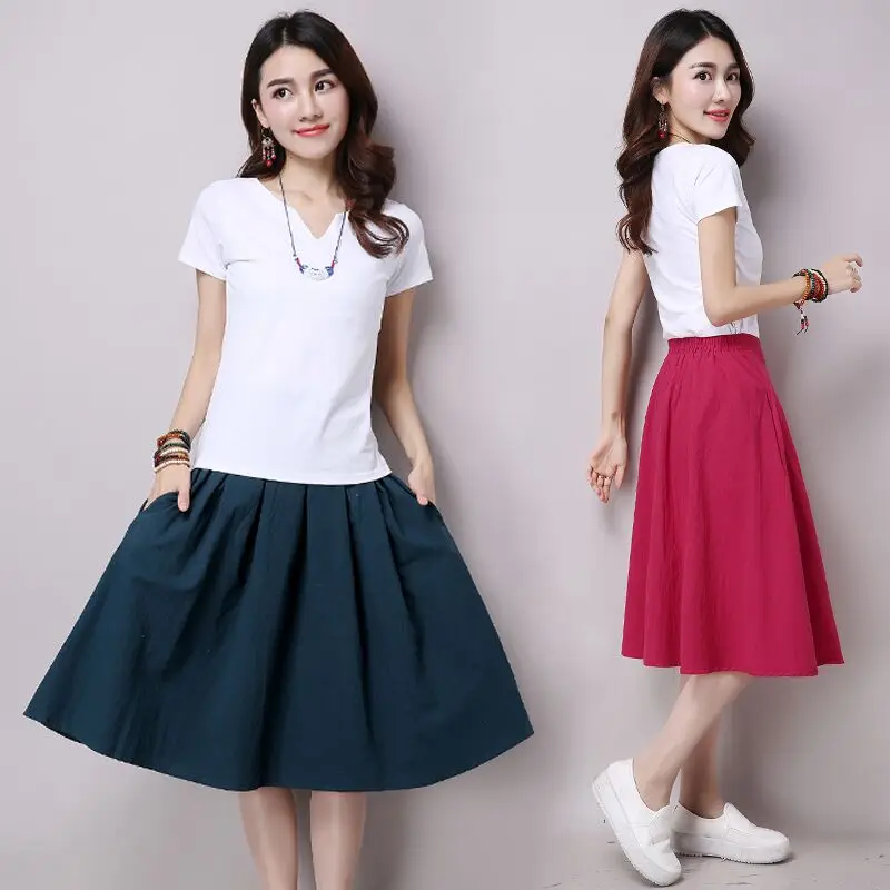 Faldas mujer moda 2021 Юбки Женская рубашка юбка с завышенной талией для девочек платье