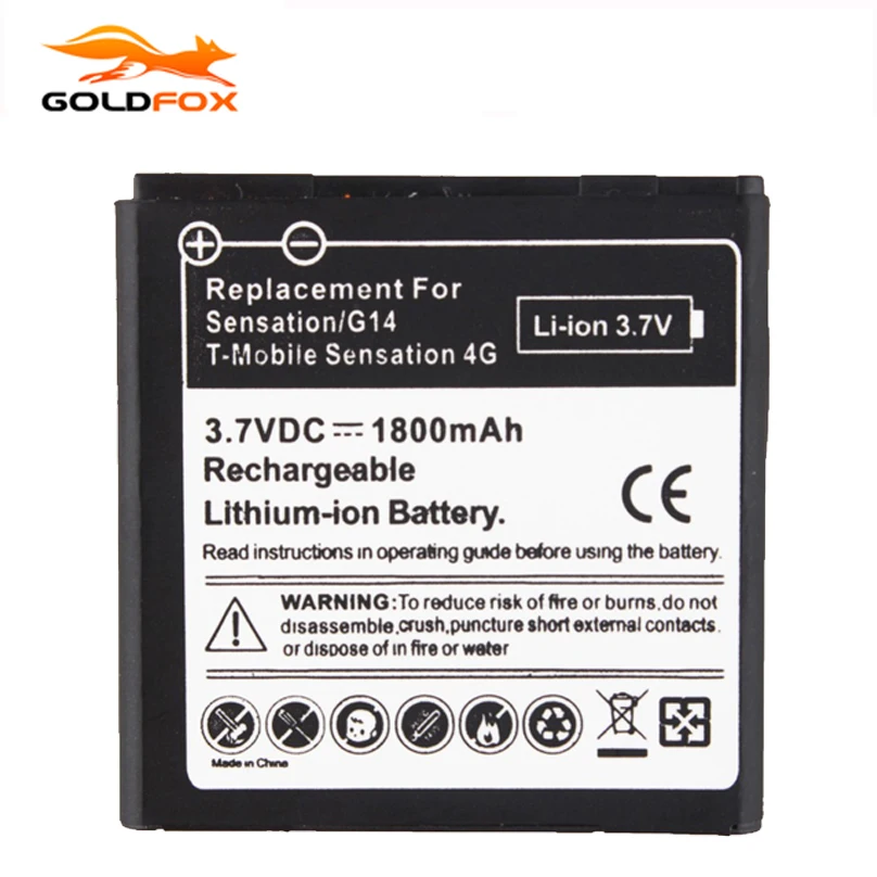 Аккумулятор GOLDFOX 1800 мАч для HTC EVO 3D Sensation G17 Z710e 1 шт. коммерческая батарея G14 Shooter|battery
