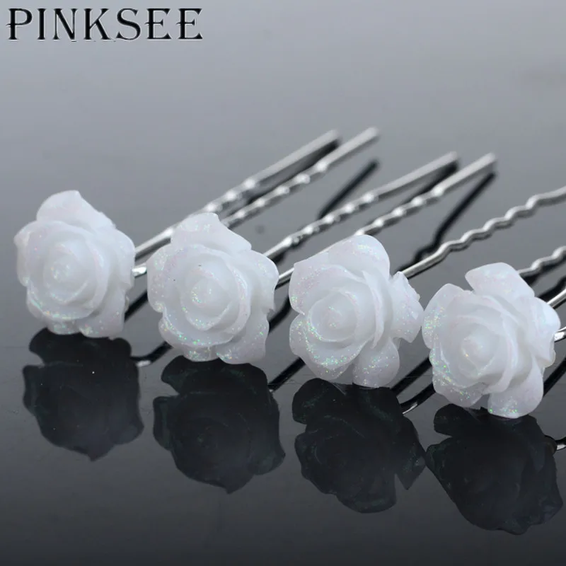 PINKSEE, 20 шт., свадебные аксессуары для волос, белый цветок, заколки для волос, заколки для волос для женщин, головные уборы, украшения