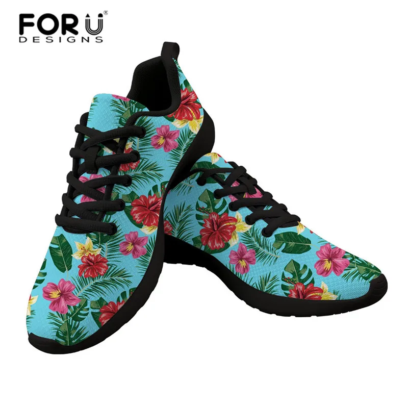 Женские кроссовки из сетчатого материала FORUDESIGNS Зеленые тропического гибискуса