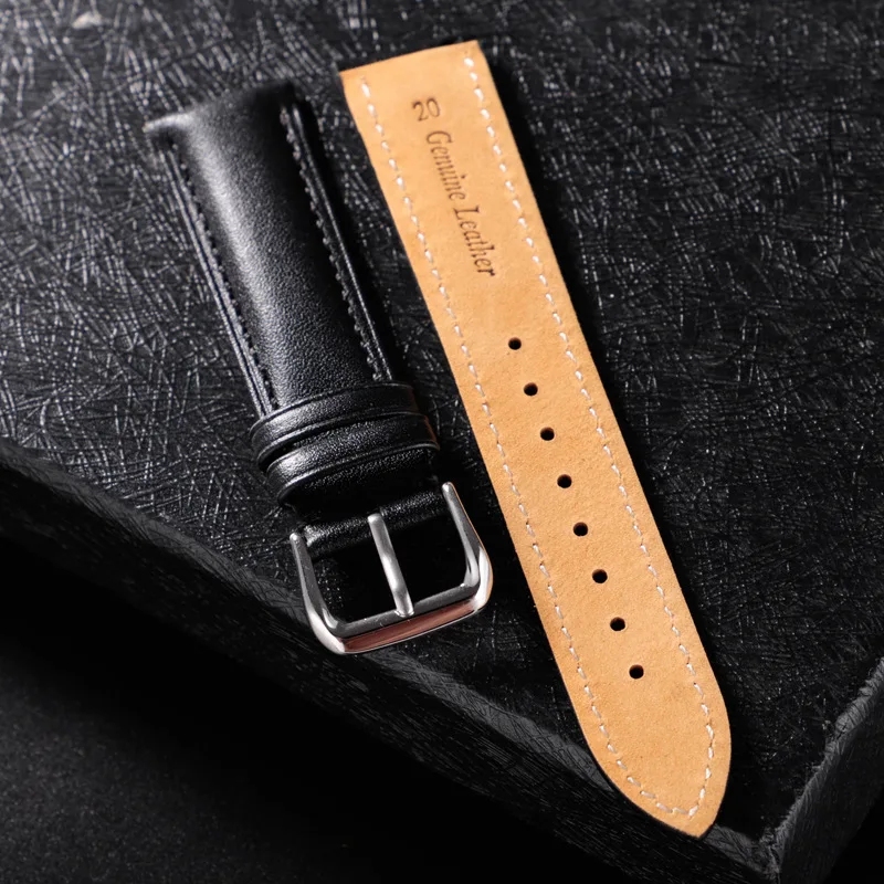 REMZEIM Leather Watchband Strap 16 / 18 / 20 / 22 / 24 MM Stainless Steel Buckle Men Women Replace Band Watch Accessories