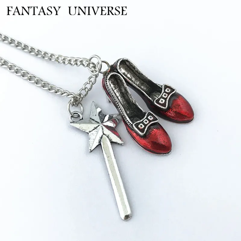 

FANTASY UNIVERSE Magic stick Necklace High Quality Kawaii Cosplay Red high heels Fashion Pendant Metal Jewelry Woman Gift