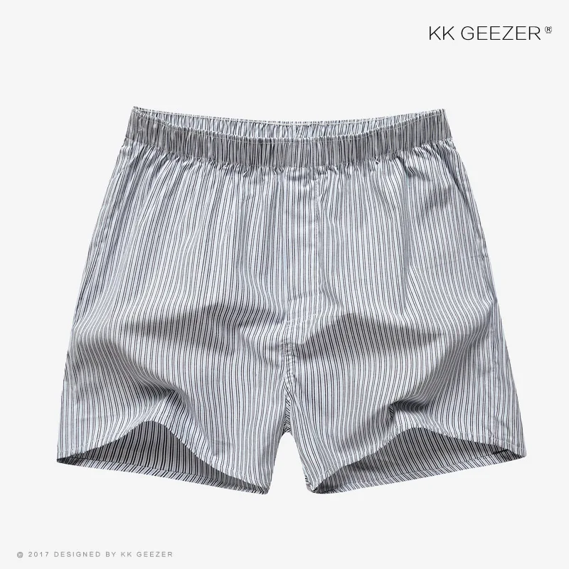 NO6 White Stripe Мужское нижнее белье Боксеры в шотландскую клетку Трусы из хлопка Мужские трусики в полоску Свободные высококачественные негабаритные дышащие боксерские шорты Большой размер Российский размер Негабаритные сексуаль - Цвет: NO6 White Stripe