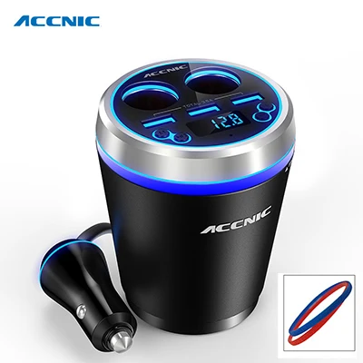 12-24 в автомобильный Bluetooth fm-передатчик 3 USB Автомобильное зарядное устройство адаптер с дисплеем напряжения тока автомобильный держатель для чашки 2 прикуривателя - Название цвета: DIY 3 COLOR