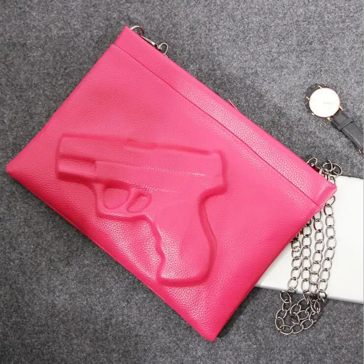 MYNOS 3D Gun Chain Women Messenger Bag Lady Day evening clutch bags Leather Crossbody Famous Brand Sac A Main Femme Purse | Багаж и сумки