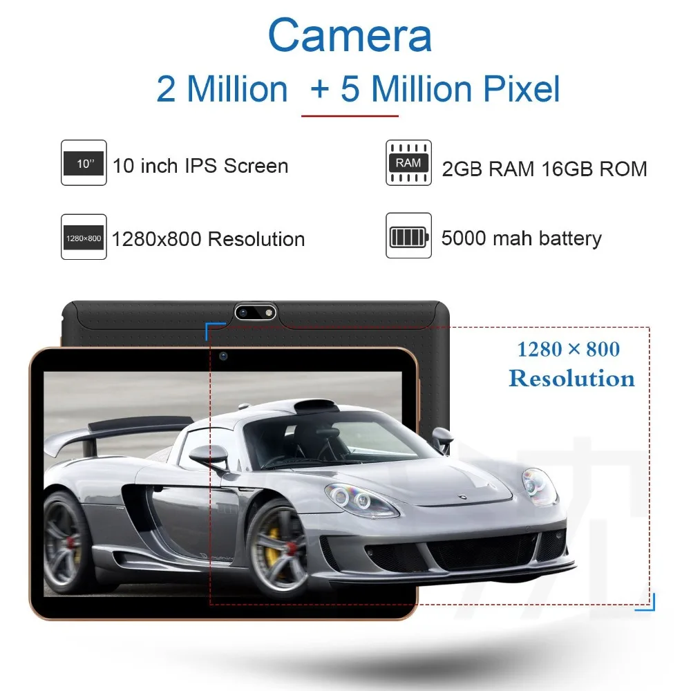 ZONNYOU планшет 10,1 дюймов четырехъядерный Android 7,0 3g WCDMA смартфон Tablets16G rom 1280*800 ips wifi bluetooth gps Мини ПК