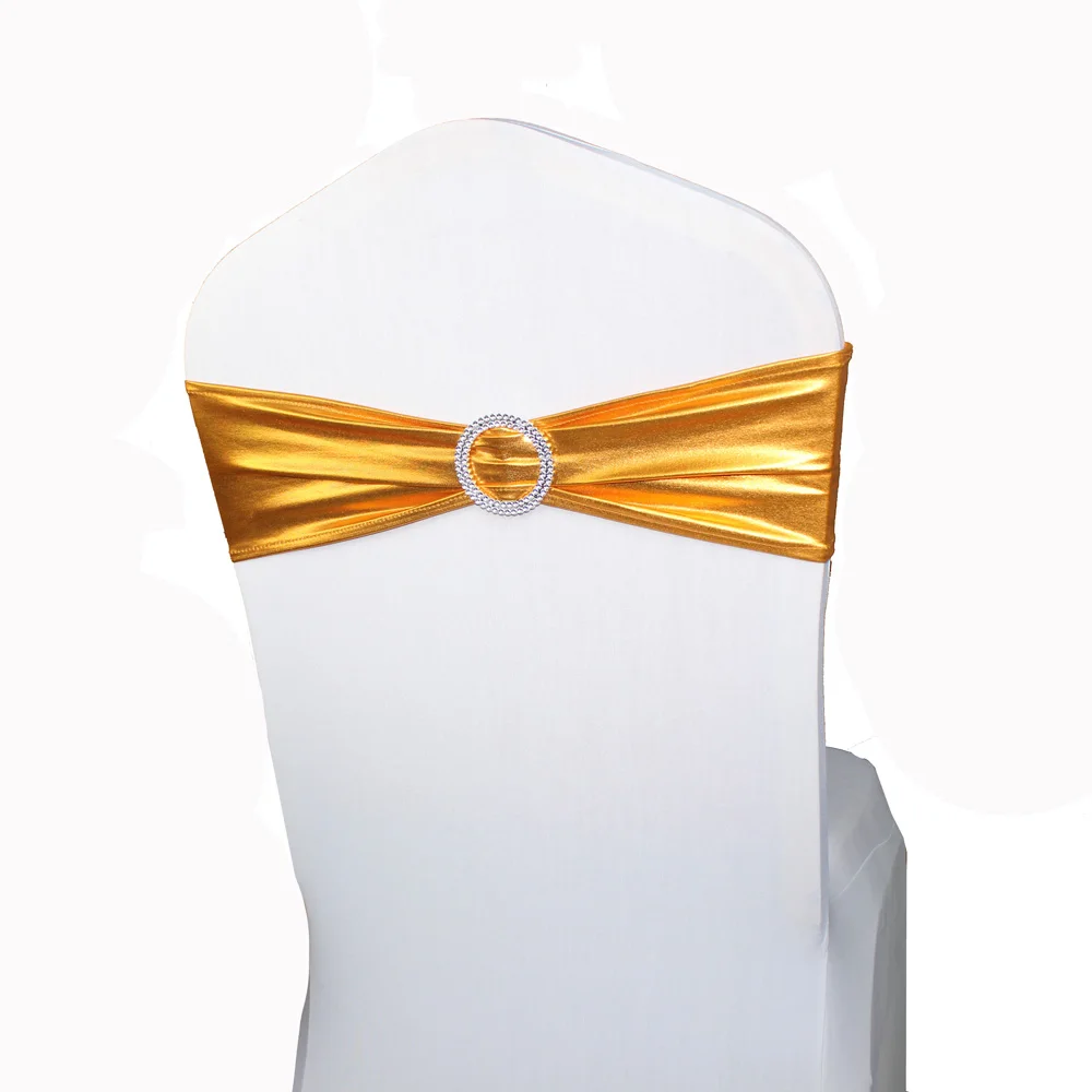 Оптовая продажа 50 шт. чехлы для стульев серебристого цвета металлик спандекс