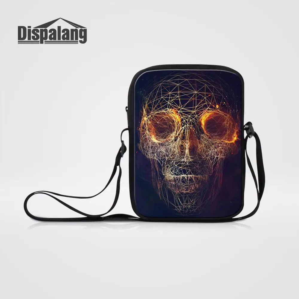 Dispalang Повседневное мужские маленькие Курьерские сумки череп печати Crossbody мешок для детей сумка Студент Дети Книга сумка - Цвет: Белый