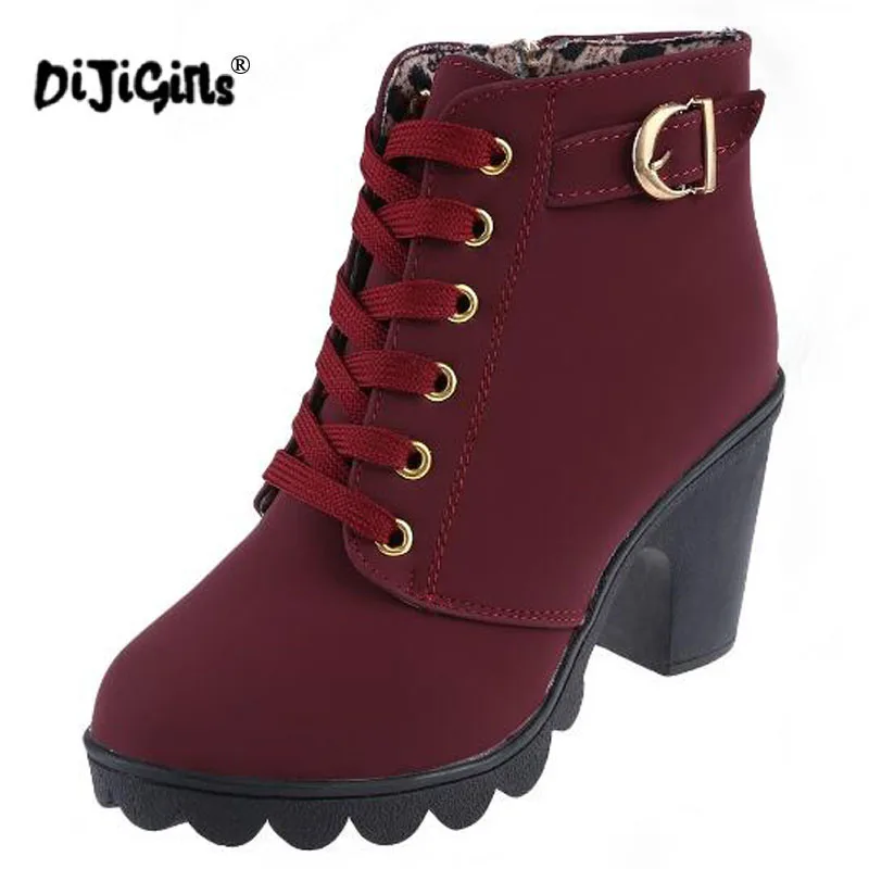 Женские бархатные ботинки DIJIGIRLS осенне-зимние короткие на толстом каблуке
