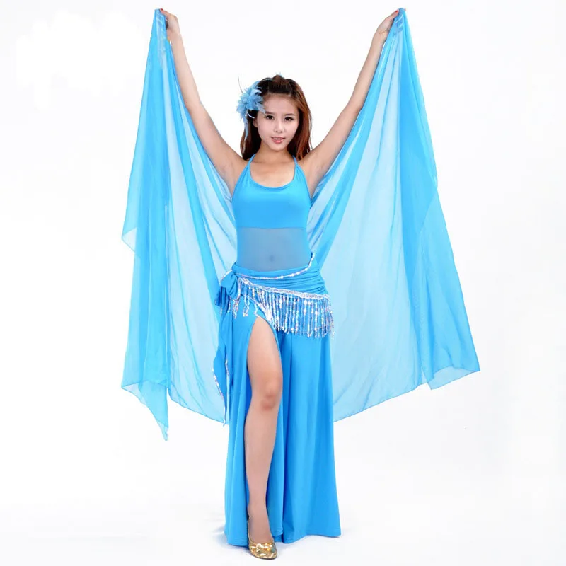 lake blue 250*120 см большие длинные шифоновые вуали для танца живота, шаль, шарф, восточные костюмы для женщин, аксессуары для танца живота - Цвет: lake blue