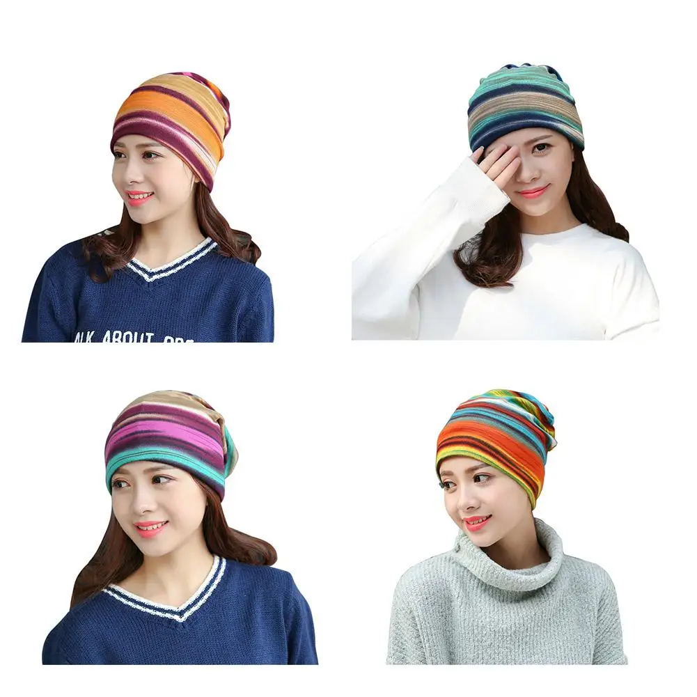 Зимние шапки для женщин шейный платок шапочки универсальная вязаная Милая шапка