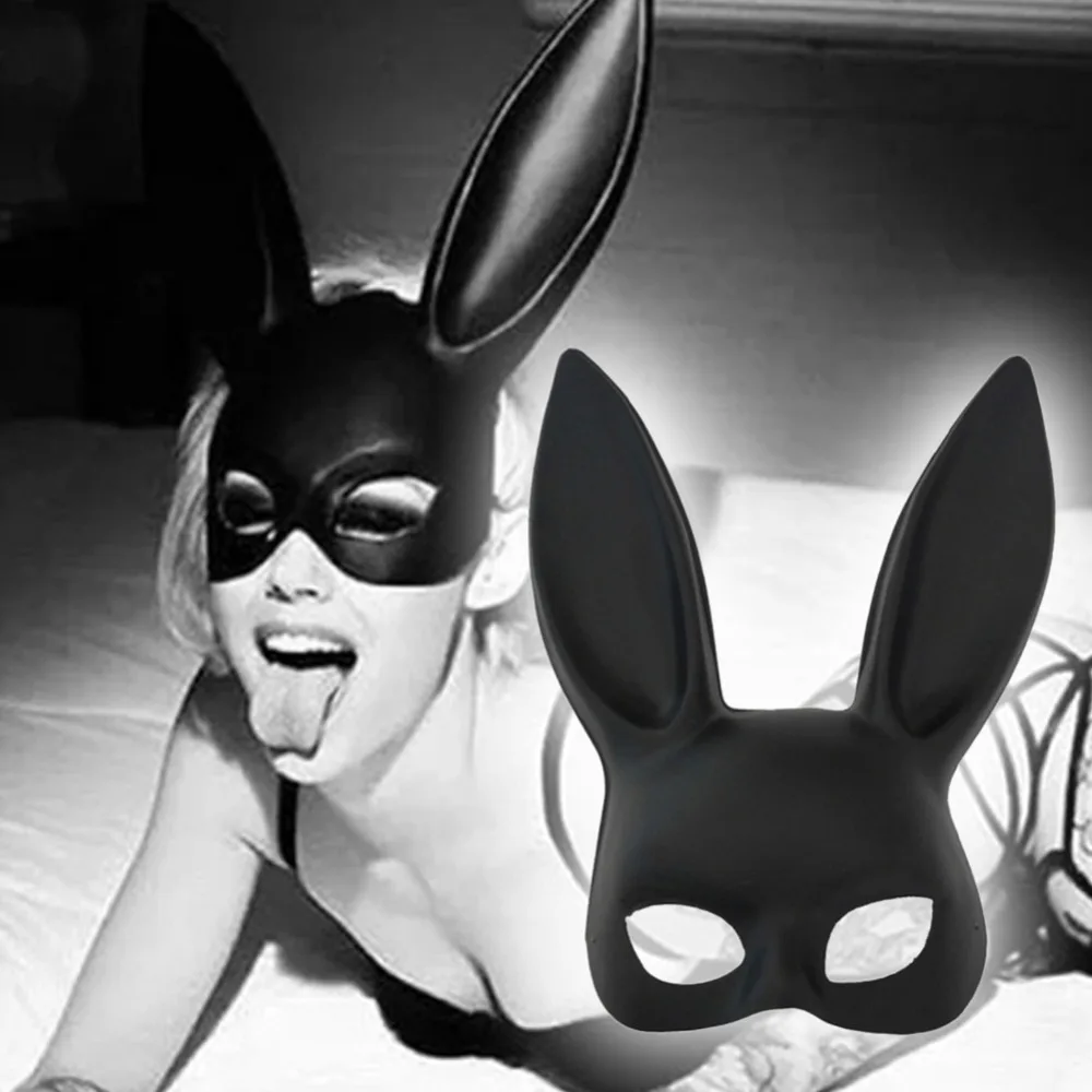 Черная маска для лица длинные уши Горячая Для женщин сексуальная девушка кролик