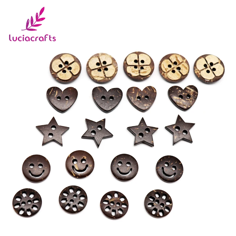 Lucia crafts 12 50 шт./лот 10 20 мм кокосовые деревянные кнопки Ассорти DIY Швейные