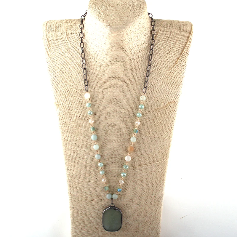 Ювелирные изделия из натурального камня и стекла длинная цепочка с подвеской