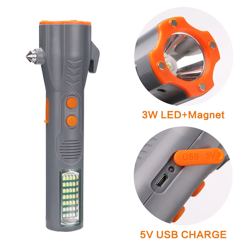 Многофункциональный аварийный фонарик 18650 с зарядкой от USB многофункциональные