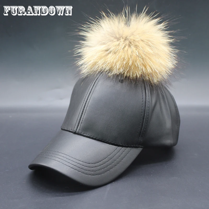 Большая шапка из натурального меха енота кожаная бейсбольная кепка в стиле хип