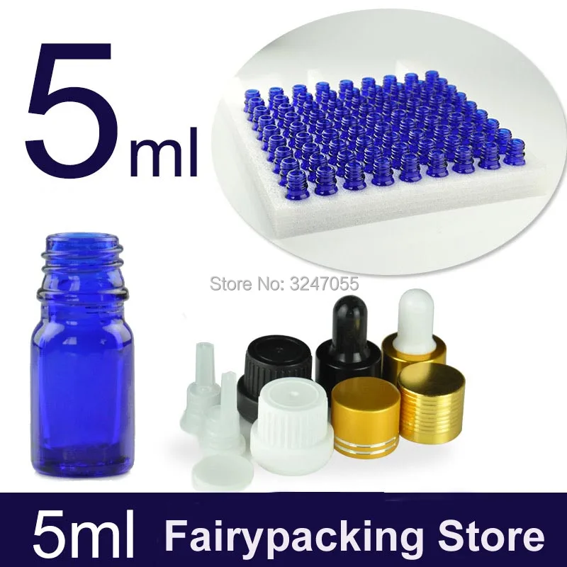 

5ML 80pieces Cosmetic Liquid Serum Vials, Portable Blue Glass Aromatherapy Essential Oil Bottle, Reagent Glass Pipette Bottle