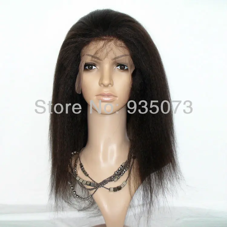 Королева Фабрика Продажа Kinky Прямая Парик Фронта Шнурка с Уток Назад 2 # Самый