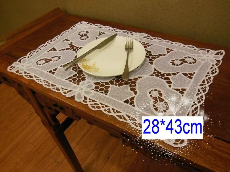 Оптовая продажа белая вышитая искусственная кожа с ручной вязкой 28*43 см|Столовые