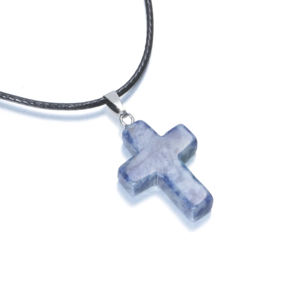 12 разных цветов модные подвески из натурального камня в форме Креста кулон