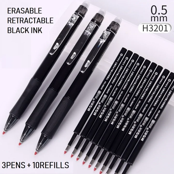 13pcs Black Pack M& G Выдвижная стираемая ручка 0,5 мм стираемая гелевая чернильная Заправка для ручек ручка записывает стирает синий теплопередача vanish ручка pilot frixion - Цвет: 13pcs Black Pack