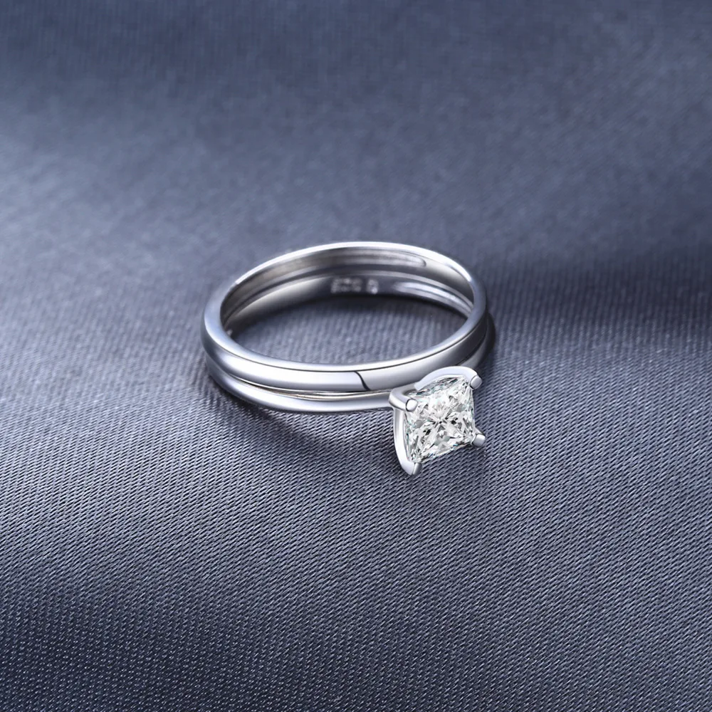 Jewelrypalace Принцесса Cut 0.6ct cubic zirconia Wedding Band Solitaire Обручение кольцо Свадебные Наборы