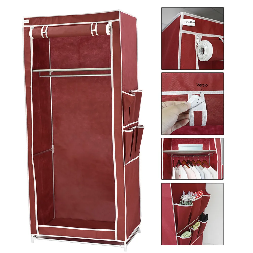 Finether нетканый шкаф с боковыми карманами портативный для одежды органайзер