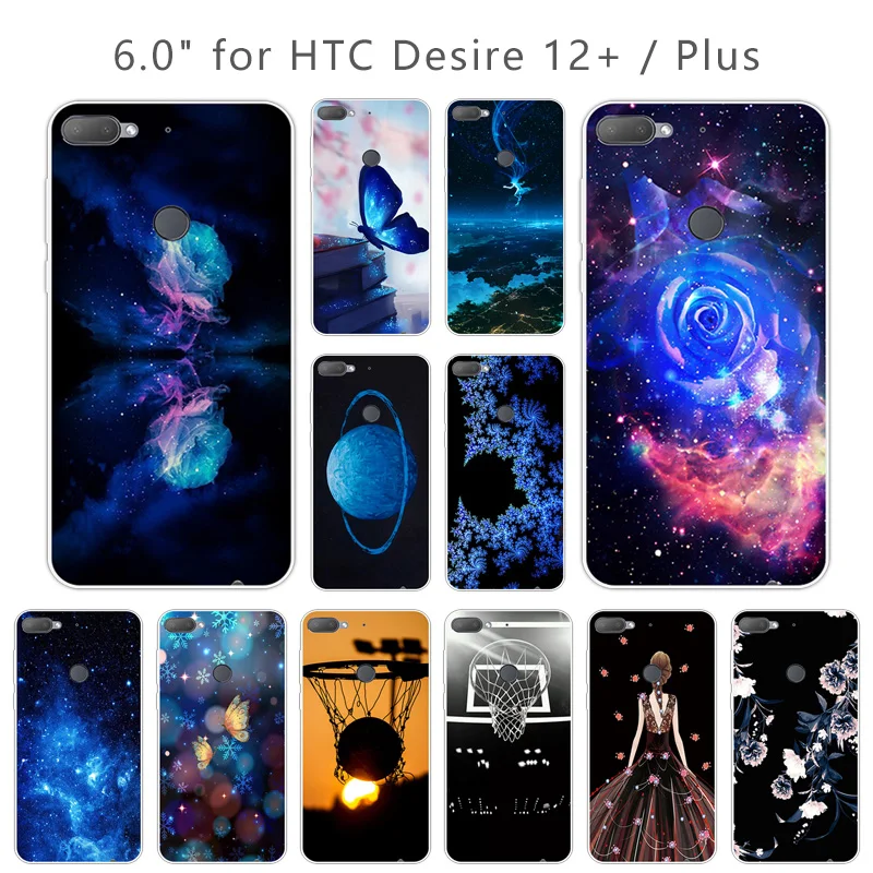 Чехол из ТПУ для HTC Desire 12 Plus синий прозрачный Ультратонкий Мягкий силиконовый