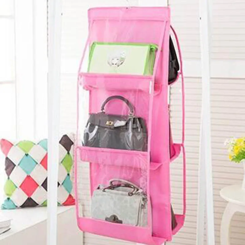 pink 90 см x 35 см x 35 см Двусторонняя шестисетчатая Нетканая подвесная сумка двухсторонний дизайн для хранения в спальню шкаф для хранения - Цвет: pink