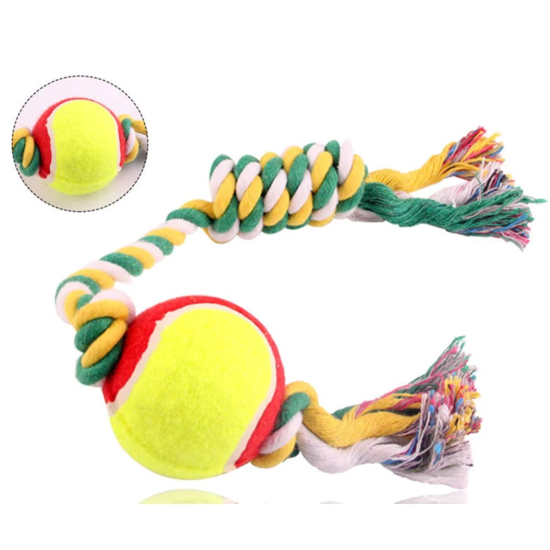 

Dog Toys Cotton Rope and Rubber Ball pet toy dog Training Toys Interactive dogs molar Chew Toy Rope Balls for small large dogs