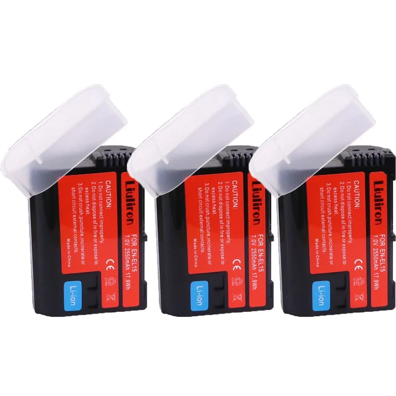 3battery 2550 мА/ч, EN-EL15 ENEL15 RU EL15 EN-EL15A RU EL15A Камера Батарея для цифровых зеркальных фотокамер Nikon D600 D610 D800 D800E D810 D7000 D7100 D7200 L15 - Цвет: 3battery