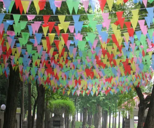 10 м многоцветный треугольник гигантский флаг Bunting гирлянда подвески-вымпелы