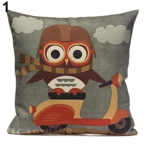 2015 новый квадратный хлопок холст симпатичные наволочка сова цифровой