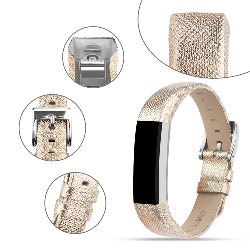 Ремешок Для Fitbit Alta HR Replacment, золотистый, серебристый кожаный ремешок для Fitbit Alta hr, женские браслеты из натуральной кожи