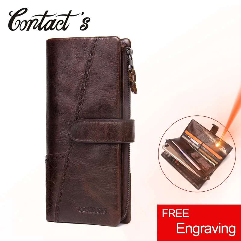 Мужские бумажники из натуральной воловьей кожи длинный съемный кошелек на