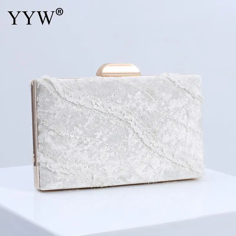 off white YYW синяя велюровая женская сумка, Свадебный клатч, Женская сумочка,, винтажные вечерние сумки для банкета, клатчи, женские черные, розовые, белые сумочки - Цвет: off white