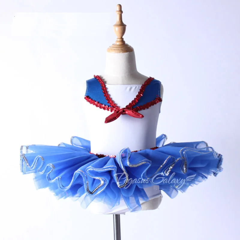 

Girls Navy Style Ballet Tutu Dance Wear Kids Stage Show Swan Lake Ballet Dress For Women Sequins Ballet Dresses Adult Leotard