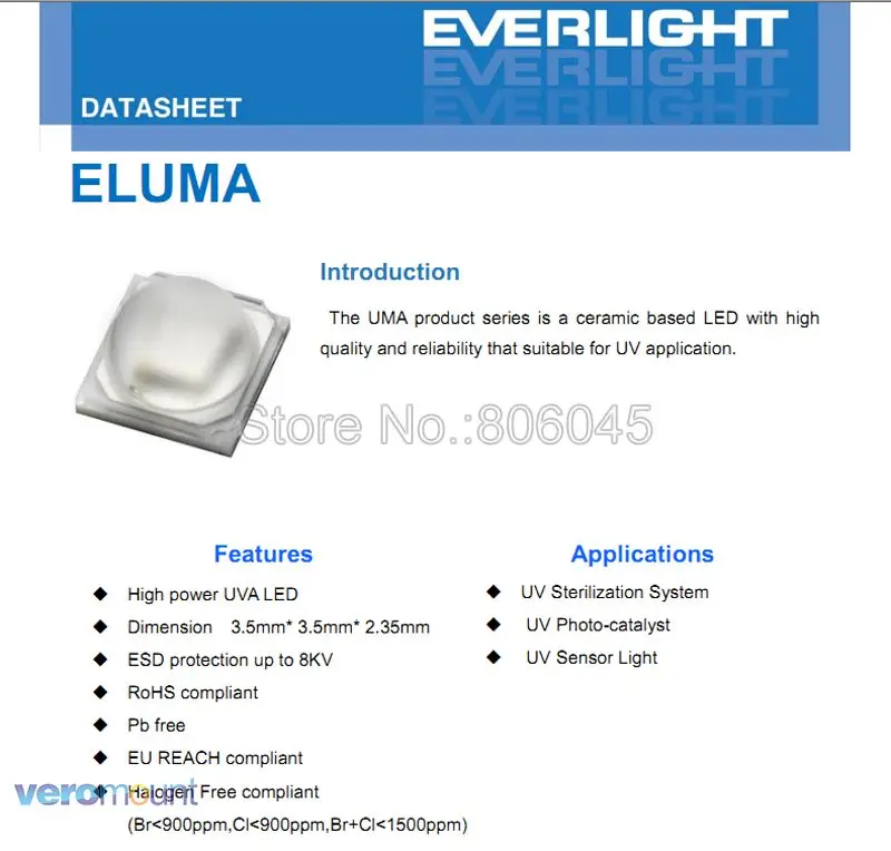 5 шт./лот чип Everlight 3 Вт 3535 УФ ультрафиолет фиолетовые высокое Мощность светодиодный светильник излучатель 365nm 380nm 395nm 420nm на 8/12/14/16/20 мм PCB