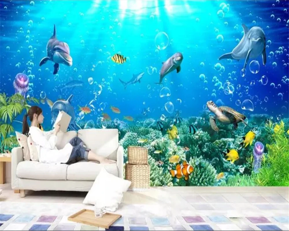 Пользовательские фотообои wellyu 3D фрески эффекты подводный мир|photo wallpaper murals|3d