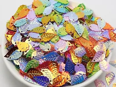 1000 разноцветные пайетки с листьями свободные блестящие 16x9 мм для шитья свадьбы |