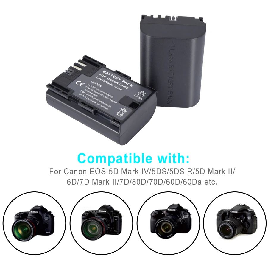4 шт. аккумуляторные батарейки для камеры Canon EOS 5DS 5D Mark II III 6D 7D|Цифровые