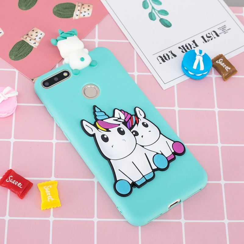 3D Cartoon Unicorn Case For Honor 7A Pro 5.7&quot Cute Toys Silicone Cover Huawei Y6 2018 Phone Bumper Prime |