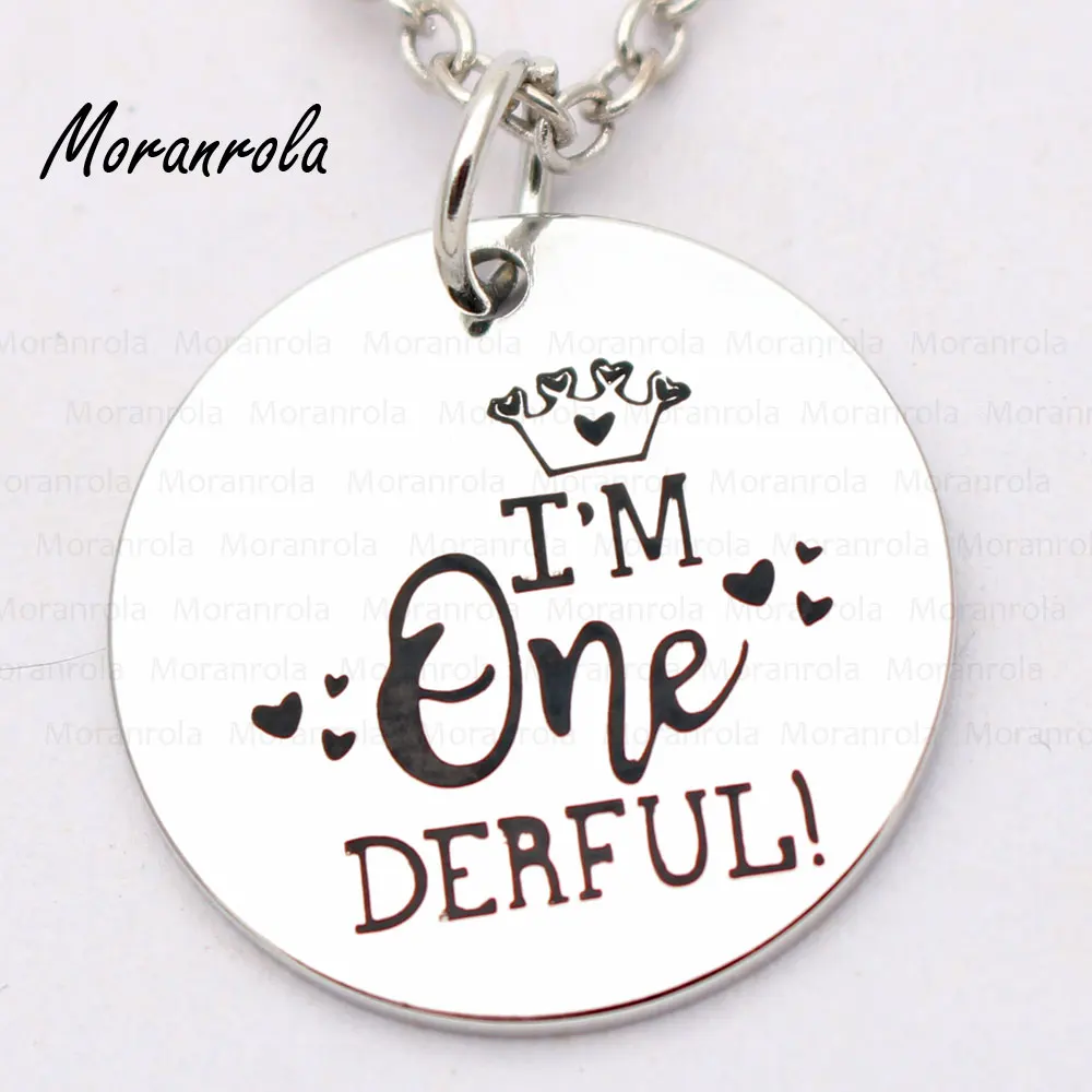 New arried&quot I'M One DERFUL&quot Copper necklace Keychain charm 1st Birthday keychain Boy Girl Kids DIY Crowns gift | Украшения и