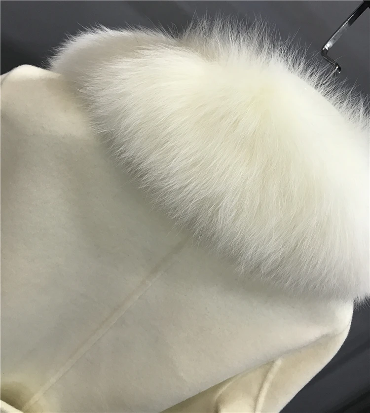 Качающийся потрясающий натуральный бренд Fox fur Trim из шерсти ягнёнка шерстяной Тренч пальто плюс размер осень зима меховые пальто abrigo mujer