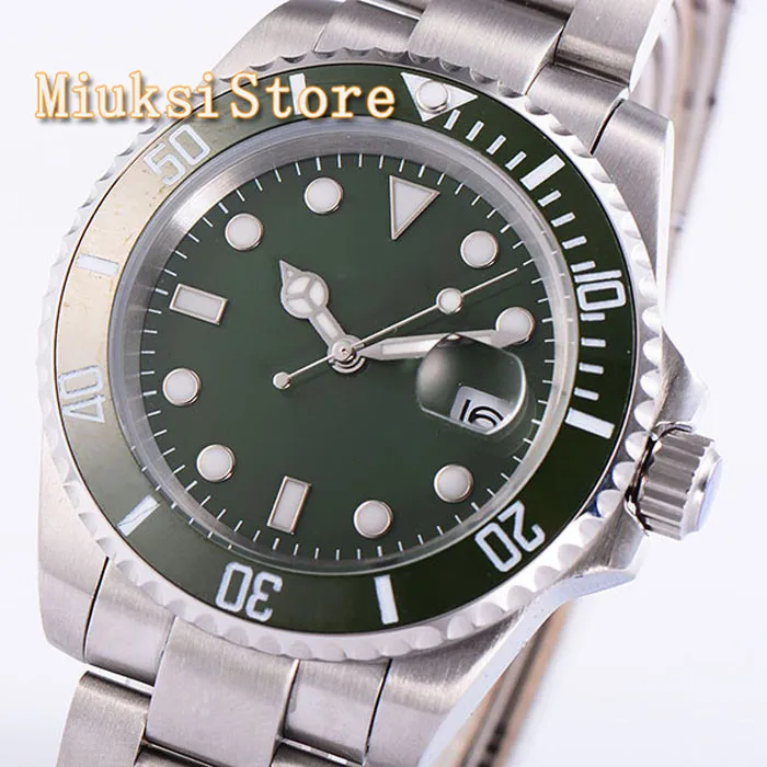 40mm green Sapphire Crystal pour acier inoxydable Poignet Analogique montres Hommes Marque Horloge Waterproof woman man watch | Наручные