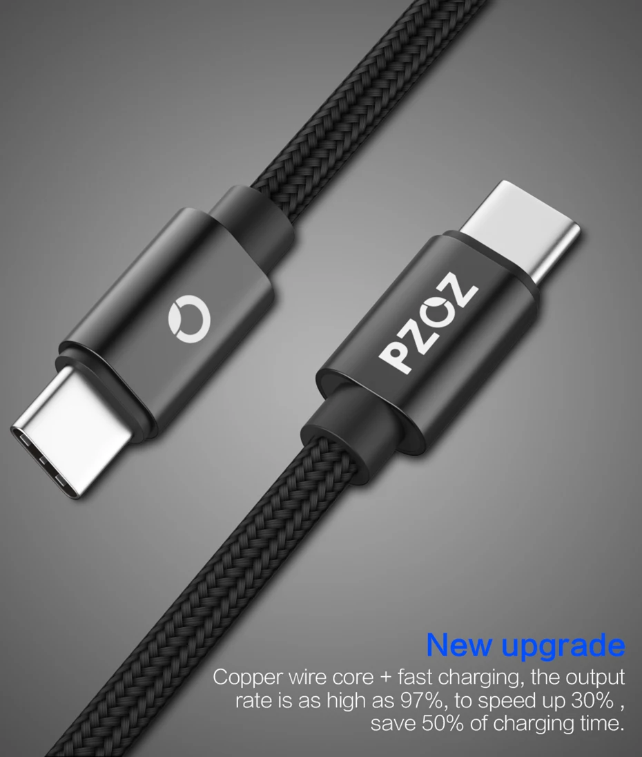 PZOZ кабель Usb type C к Usb type C 3a для Macbook USB C папа к USB C папа PD быстрое зарядное устройство Usbc зарядное устройство для samsung Galaxy S9