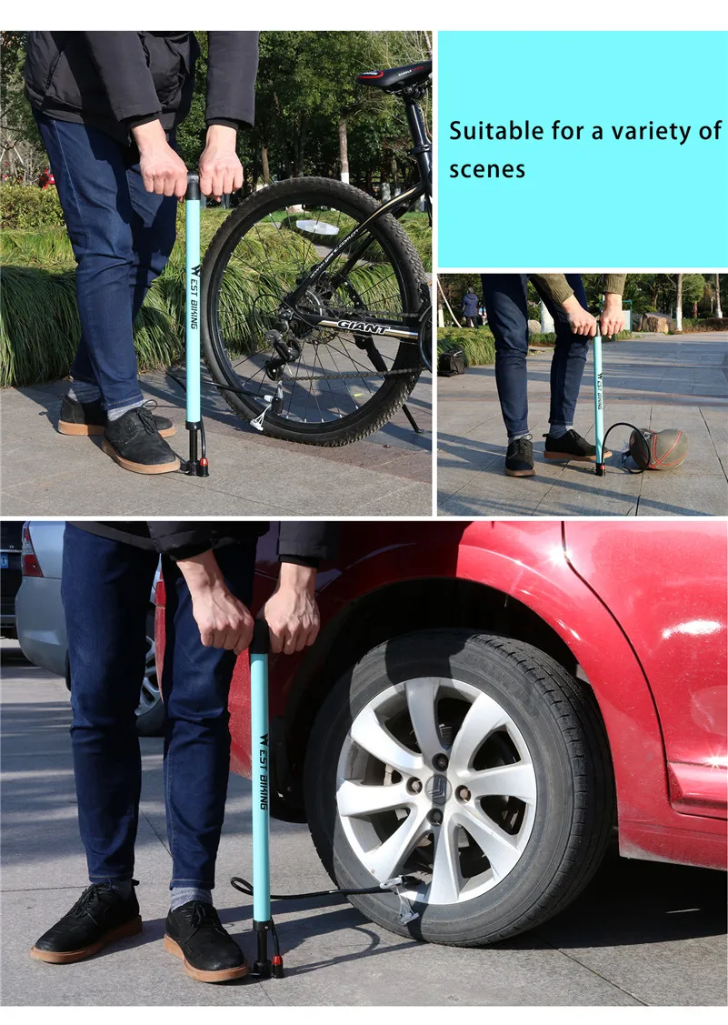 WEST BIKING велосипедный ножной насос 120/160PSI воздушный насос высокого давления стальной корпус Schrader Presta клапан шин насос для велосипеда