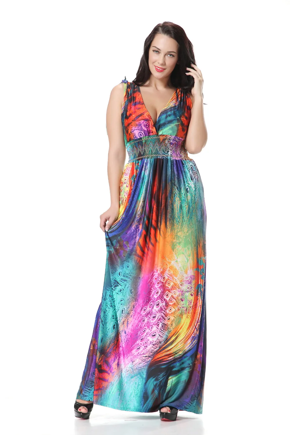 Женское длинное платье с V образным вырезом без рукавов|dress 6xl 7xl|dress 6xllong beach dress |