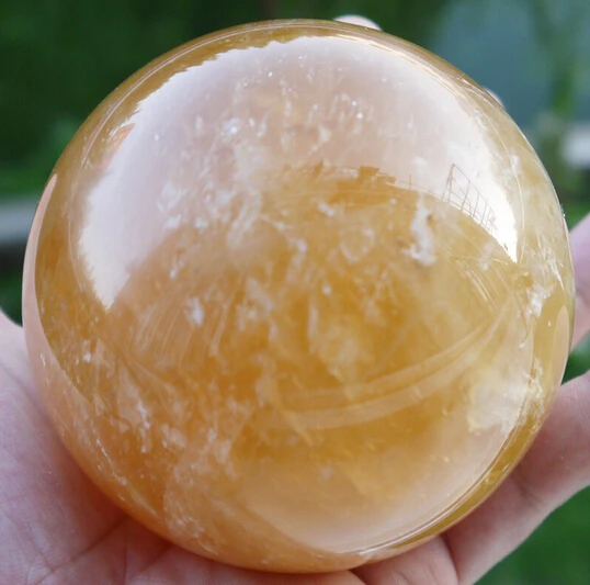 SUIRONG---508 + Натуральный Цитрин Кальцита Кварцевый Сфера Ball Исцеление 70 ММ Подставка
