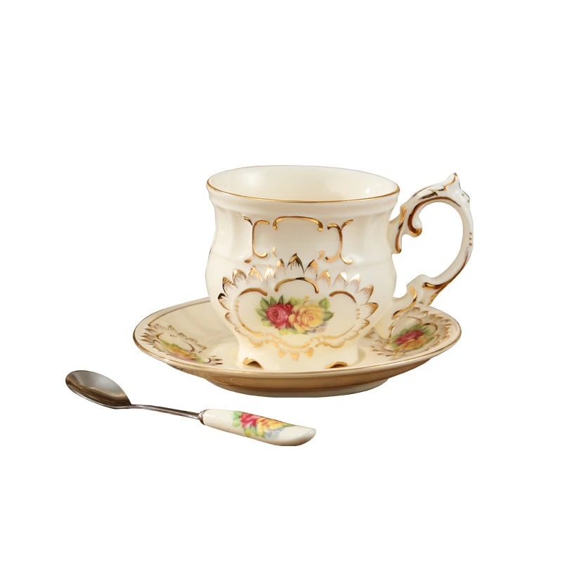 Новый набор керамических кофейных чашек комплект из трех предметов с ложкой